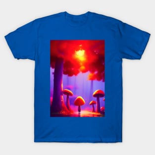 SURREAL RED AND PURPLE MUSHROOMS T-Shirt